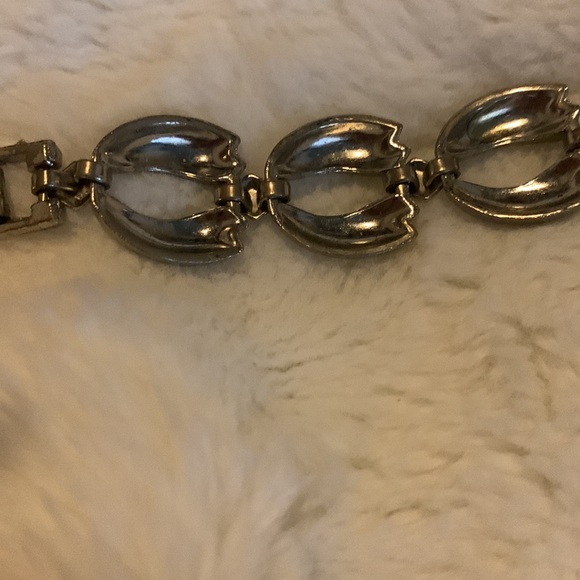 Silver tone and light blue enamel bracelet VINTAGE - Picture 3 of 4